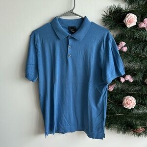 H&M blue polo shirt - short sleeves - size L - silk blend - great condition!